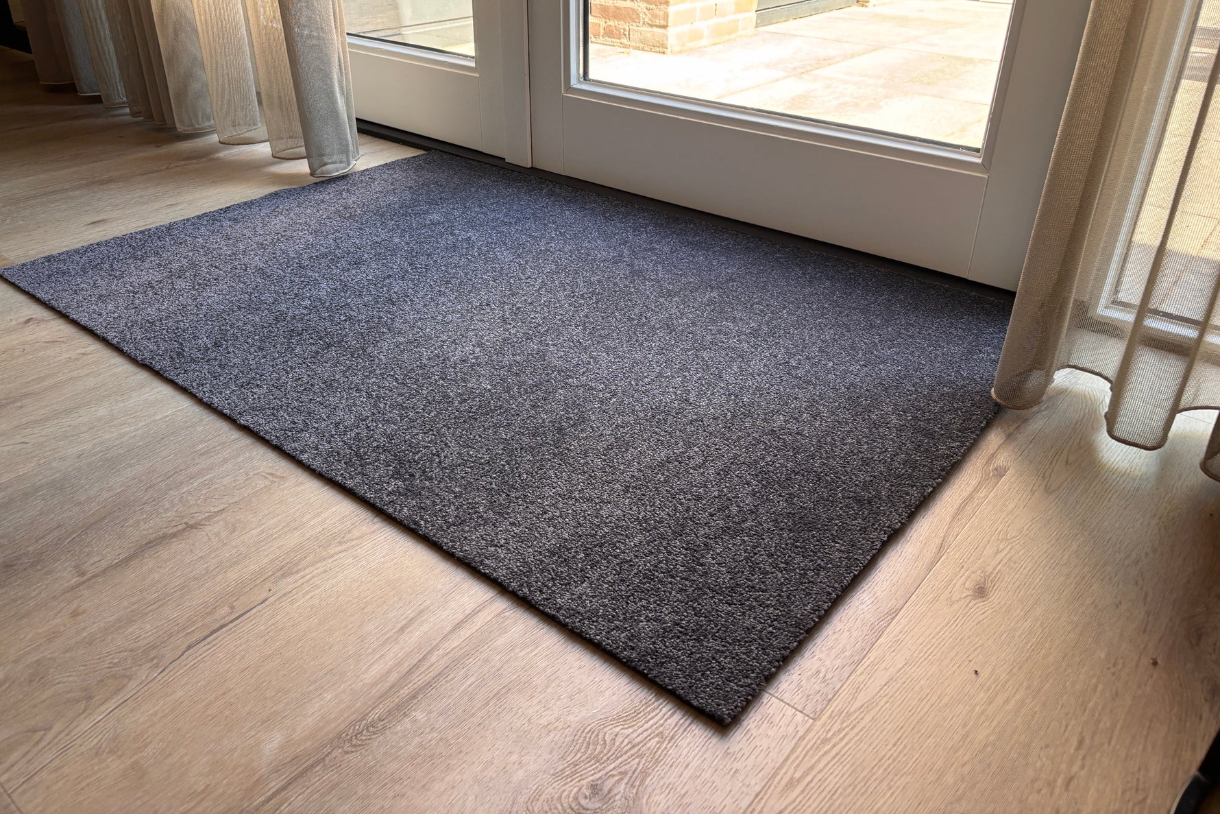 Schoonloopmat op maat Deluxe grijs, detail