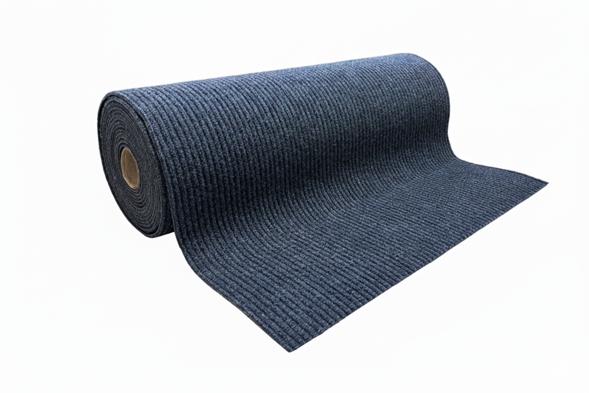 Ribmat blauw op rol